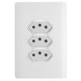 Conjunto Tomada Triplo 10A 4x2 - Novara Branco Total